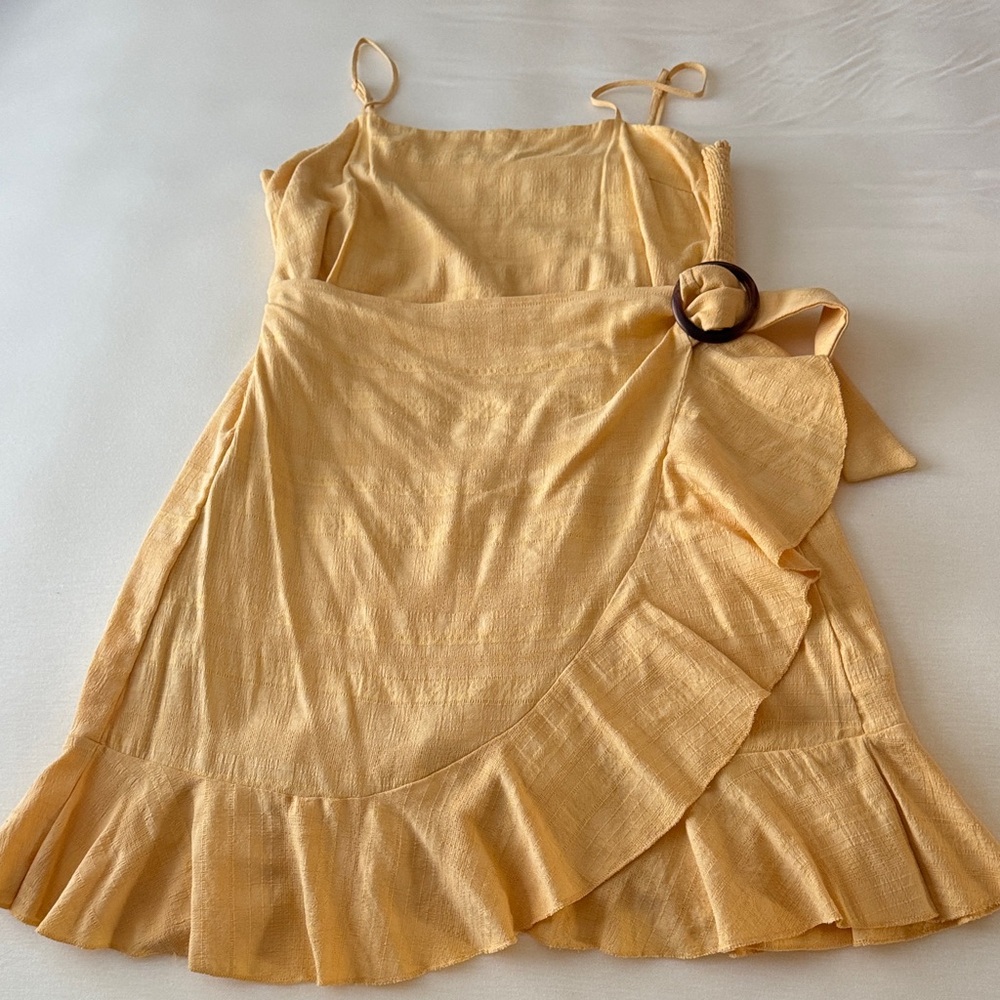 American Eagle Outfitters Mustard Yellow Ruffle Strap Sundress XL